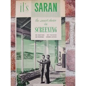 1950 Dow Plastics Saran Screening Smiling Men in Suits Vtg Print Ad MCM Green‎